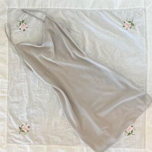 ⟡ sleek light gray satin slip dress in size M ⟡